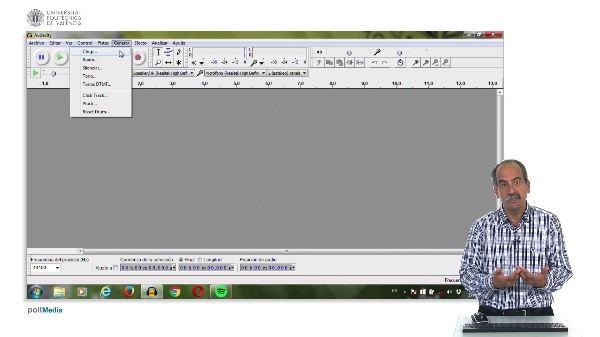 Audacity. Pestaa Generar.