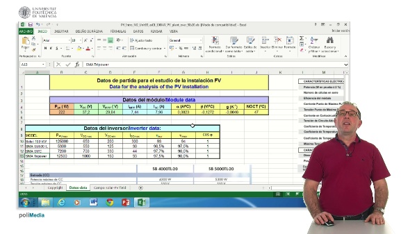 Exercise grid-connected systems. Design of a 100 kW PV array: Excel