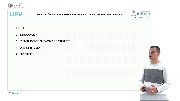 Flujo en lmina. Energa especfica aplicada a un cambio de pendiente