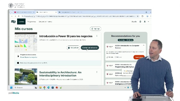 La plataforma edX. El panel de cursos