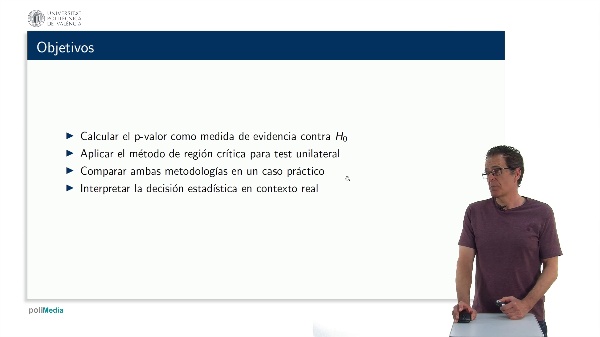 P-valor y regi�n cr�tica en test de hip�tesis unilateral
