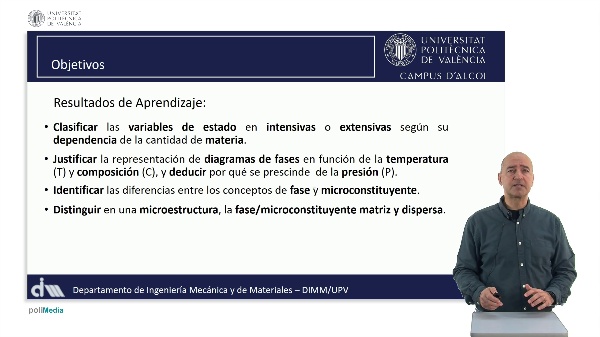 Diagramas de fases. Conceptos: gr�ficos P-V-T y P-T-C, fase y microconstituyente estructural, matriz y disperso