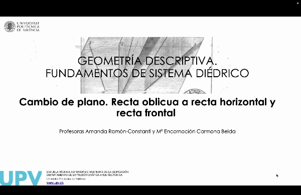 Fundamentos de Geometr�a Descriptiva. Cambio de plano. Recta oblicua a recta horizontal y recta frontal