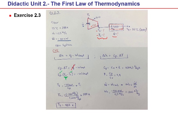 Didactic Unit 2. The First Law of Thermodynamics Exercises 2.3