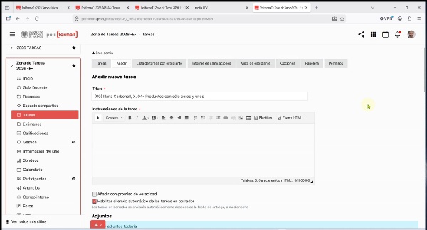 creaci�n tarea calificaci�n privada
