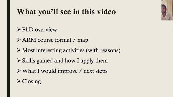 ARM Final Reflection Video � PhD Candidate: Leonardo Matteo Dinoi (UPV Doctoral School)