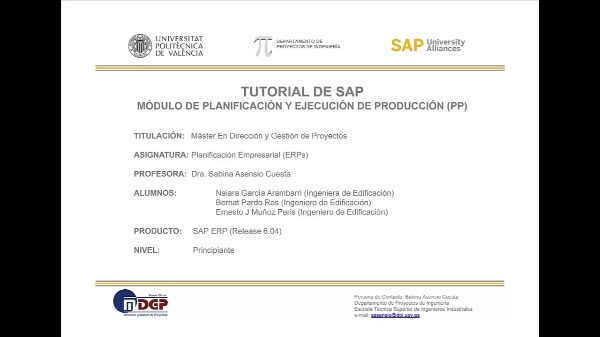 Tutorial de SAP: Planificación de la Producción (Caso de Estudio SAP UA)