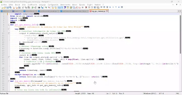 Lanzando tareas de IA con python en paralelo en Sirius con SLURM 5. Cdigo python para medir memoria usada GPUs