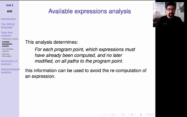 AVD. Unit 3. Available expressions analysis: Introduction