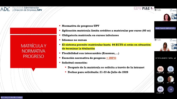 Planificaci�n curricular 3� ADE y 3� GAP que pasan a 4� curso + TFG_Matr�cula 26-27