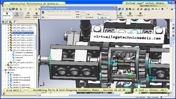 Simulación Cinemática Lego Technic 8432-1 con Cosmos Motion ¿ 16 de 24 - no audio