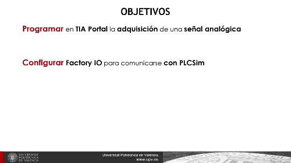 Adquisicin de seales analgicas de Factory IO con PLCSim y TIA Portal