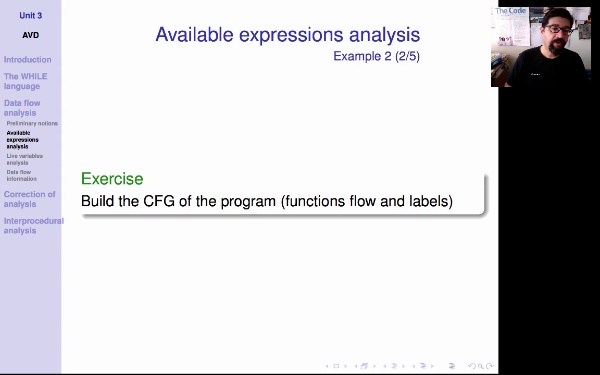 AVD. Unit 3. Available expressions analysis: example