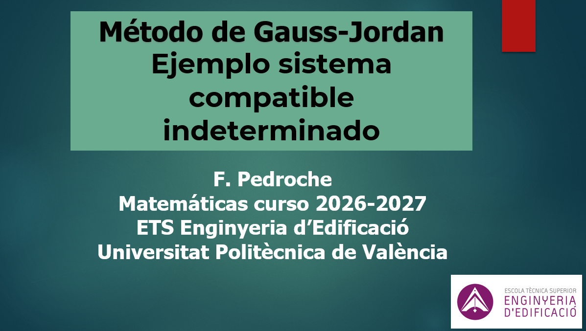 M�todo de Gauss-Jordan. Ejemplo sistema compatible indeterminado.