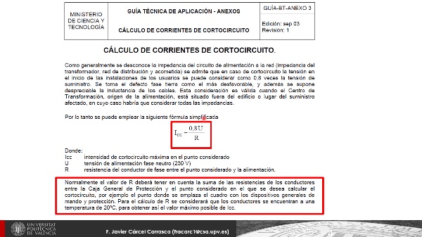Conceptos de clculo Intensidad cortocircuito en Baja Tensin (B.T.)
