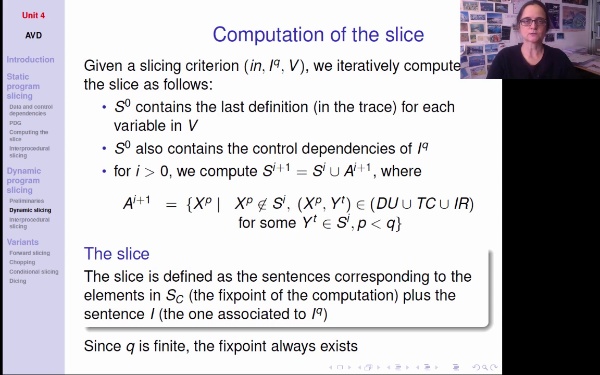 AVD - T4 - Dynamic slicing - computation of the slice