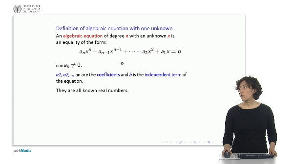 Algebraic equations with one unknown. Ruffini's rule