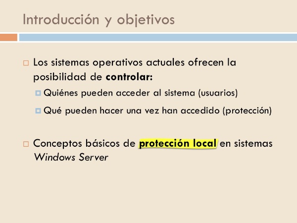 Protección local en sistemas Windows Server
