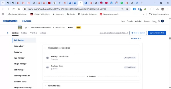 Completar curso Excel Fundamentals en Coursera
