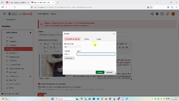 Configuraci�n de tareas en PoliformaT