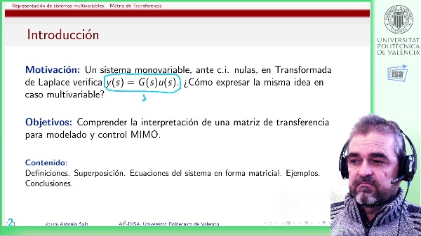 Representación en Matriz de Transferencia de sistemas multivariables