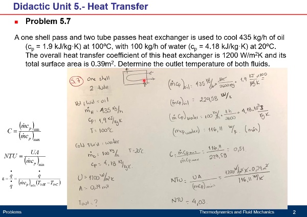 Didactic Unit 5. Heat Transfer - Problem 5.7