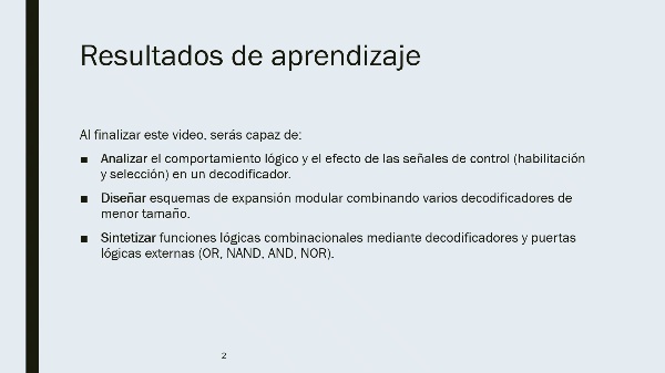 Decodificadores: funcionamiento, composici�n y generaci�n de funciones