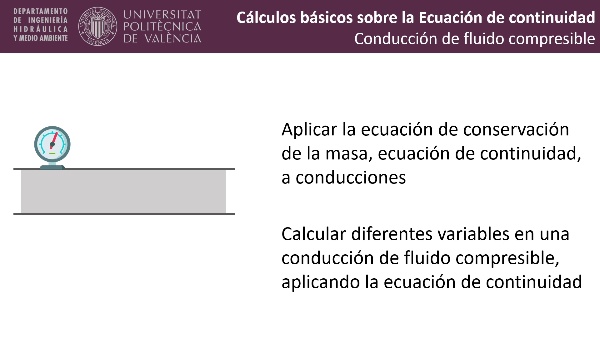 Ecuacin de conservacin de la masa aplicada a conducciones de fluido compresible