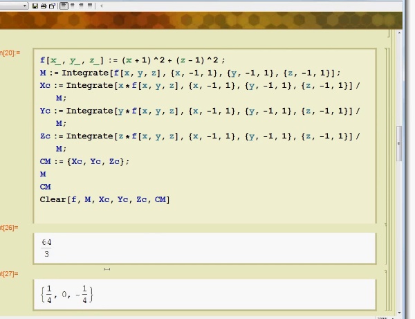 Cálculo de centro de masas con Mathematica