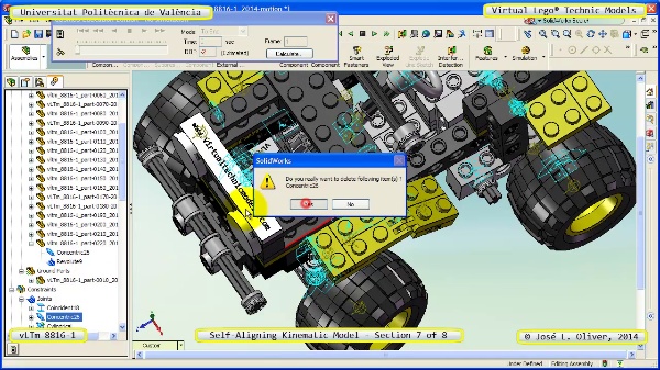 Simulación Cinemática Lego Technic 8816-1 con Cosmos Motion ¿ 7 de 8