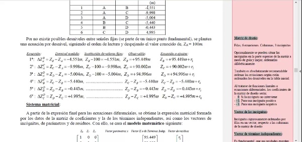 Actividad Univ. Calculo en Geomática MM.CC. Algoritmo particular OI_06_Ecuaciones y resultados