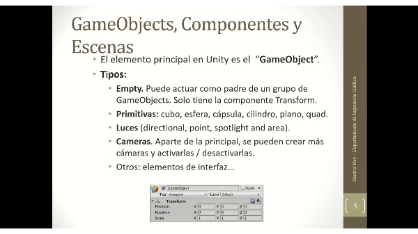 Unity: GameObjects, componentes y escenas