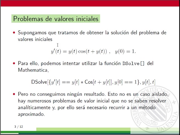 Ecuaciones diferenciales con Mathematica: Métodos numéricos para problemas de valores iniciales