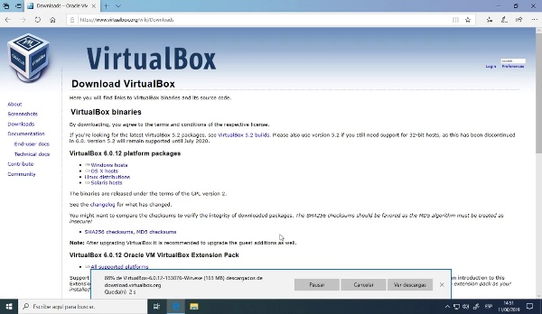 Instalación de VirtualBox