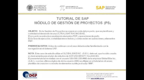 Tutorial de SAP: Gestión de Proyectos (PS). Seguimiento y Control. (Caso de Estudio SAP UA)