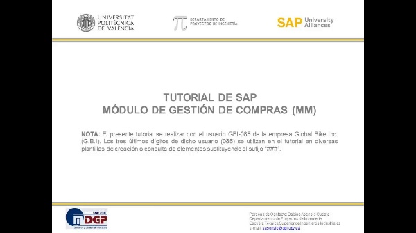 Tutorial de SAP: Gestión de Materiales y Compras (MM) (Ejercicio SAP UA)