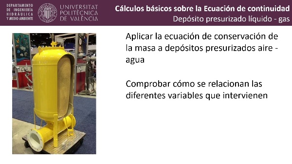 Ecuacin de conservacin de la masa aplicada a depsitos lquido - gas