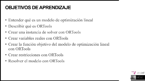 Creación de modelos de programación lineal con ORTools