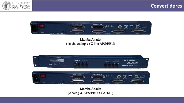 Convertidores, paneles de conexión y matrices de conmutación para audio y vídeo digital