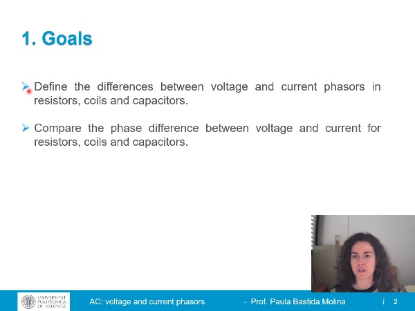 Alternating current: voltage and current phasors