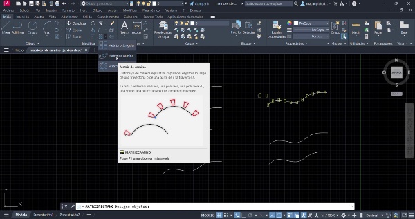 matriz de camino (path) en autocad