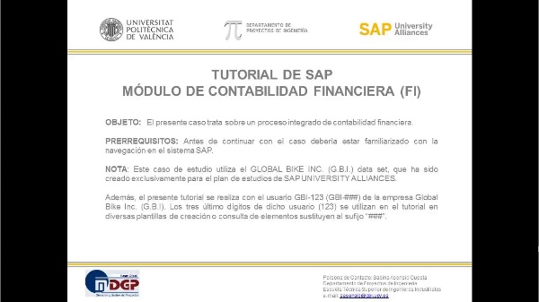 Tutorial de SAP: Contabilidad Financiera (FI)  (Caso de Estudio SAP UA)
