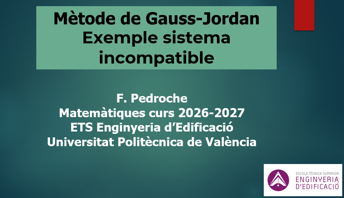 M�tode de Gauss-Jordan. Exemple sistema incompatible.