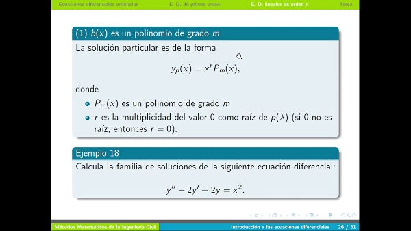 Presentación tema 6: Ecuaciones diferenciales de orden dos con coeficientes constantes completas