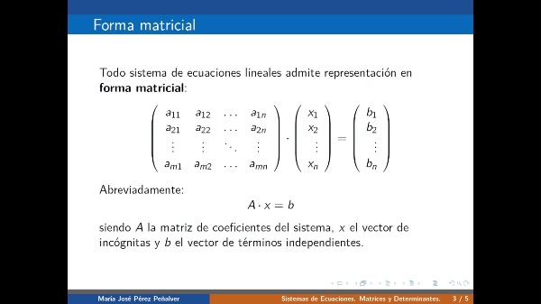 Presentaci�n del canal: Matrices y sistemas de ecuaciones lineales