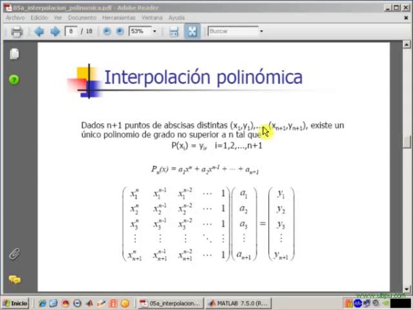 Tema 5. Interpolación polinómica. Interpolación polinómica en general. Programa Interpol