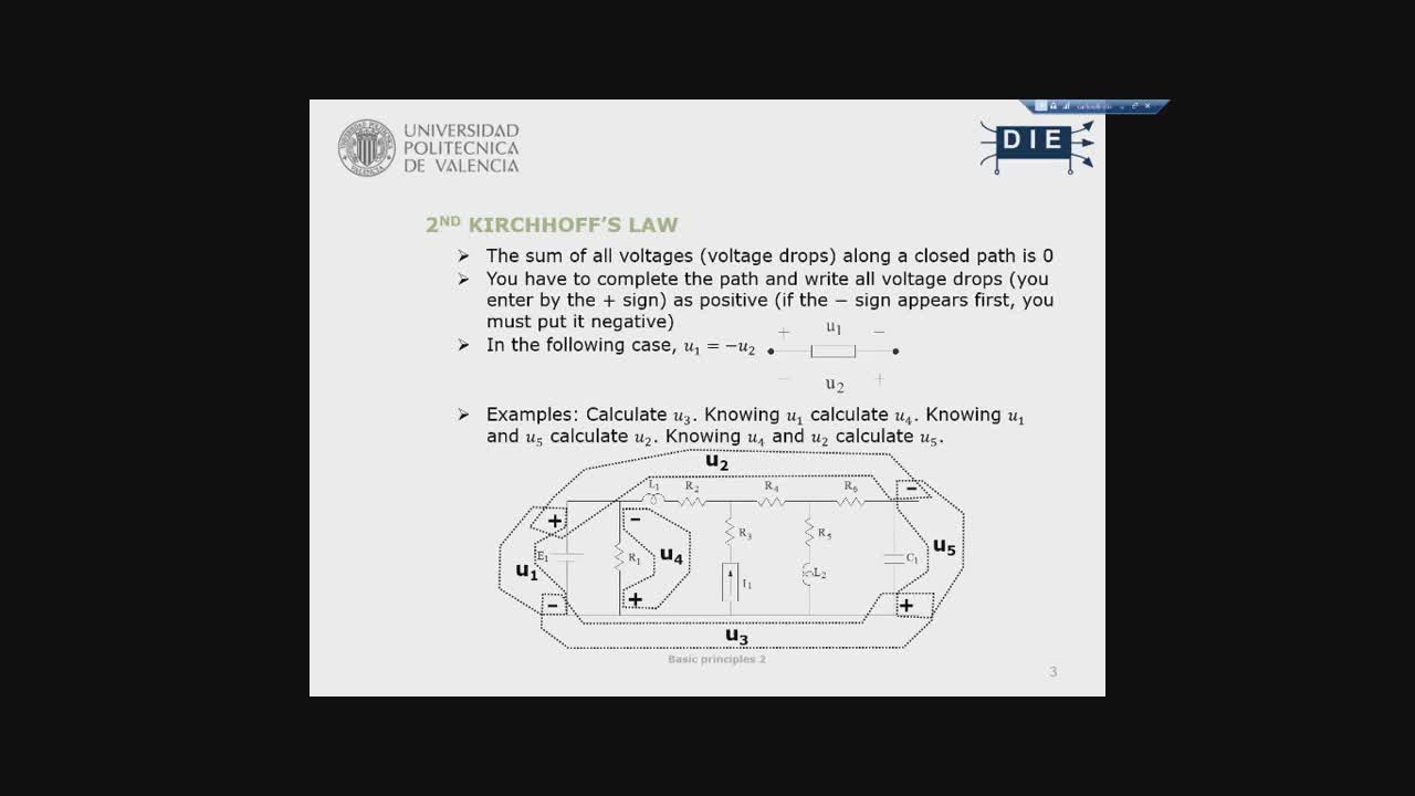 Applying the Second Kirchhoff Law in a single node (video derivado 1)