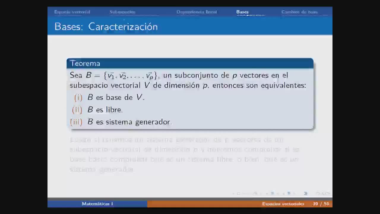 Caracterizaci�n de las bases y ejemplo