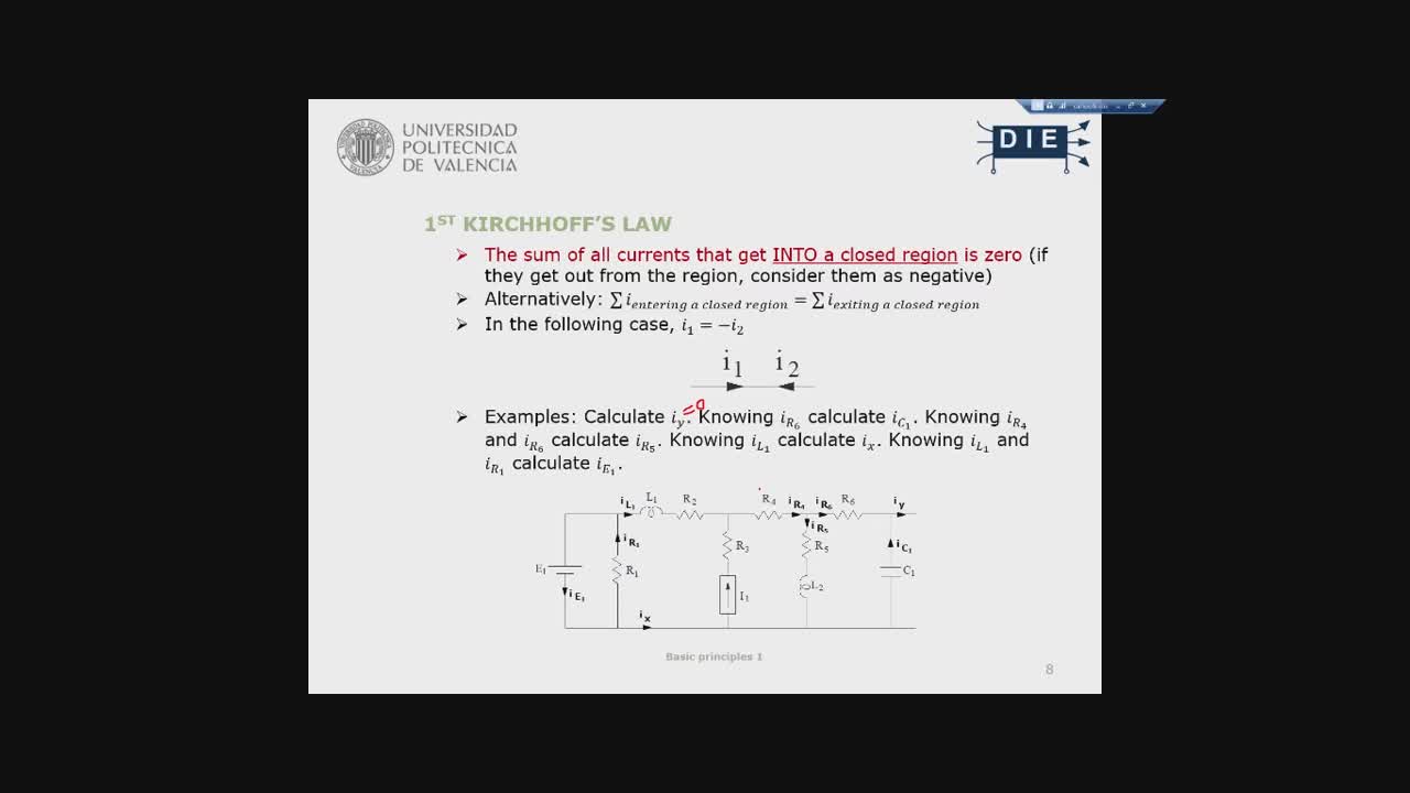 Applying the First Kirchhoff Law in circuits