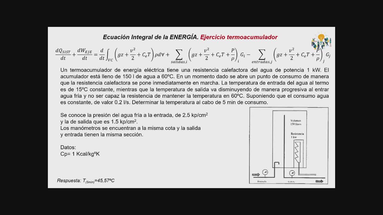 Introducci�n a la Ecuaci�n Integral de la Energ�a. Ejemplo resuelto termo (Parte II)